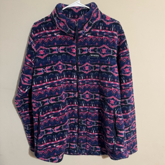 Columbia Jackets & Blazers - Columbia Women’s XXL Full Zip Dark Sapphire 80s Stripe Print Fleece Jacket